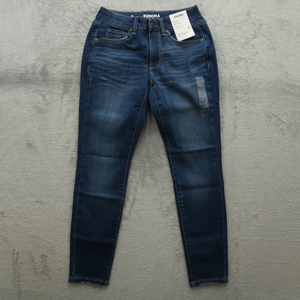 Sonoma Jeans Women's Size 0S Blue High-Rise Curvy Skinny Stretch 27" Inseam NWT